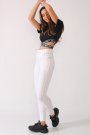 Kadın Beyaz Kot Pantolon Görünümlü Yüksek Bel Tayt
