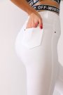 Kadın Beyaz Kot Pantolon Görünümlü Yüksek Bel Tayt