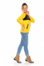 Boncuk Detaylı, Sahte Cepli Sarı Kadın Sweatshirt