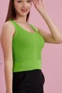 Kadın Dantel Tasarım Çift Katlı Bluz Açık Yeşil Renk