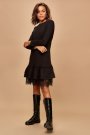 Kadın Eteği Dantel Detaylı Mini Boy Siyah Elbise