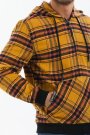 Kadın Erkek Kapüşonlu Cepli Ekose Oduncu Gömleği Hardal Renk