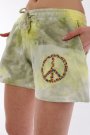 Etnik Batik Desenli Viskon Kumaş Sarı Kadın Yazlık Kot Şort