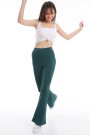 Kadın Fitilli İspanyol Paça Yüksek Bel Likralı Yeşil Tayt Pantolon