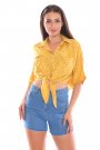 Önden Bağlamalı Sarı Salaş Kadın Gömlek