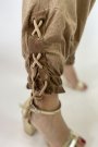 Payet Detaylı Kahverengi Etnik Kadın Şalvar Pantolon