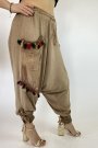Payet Detaylı Kahverengi Etnik Kadın Şalvar Pantolon