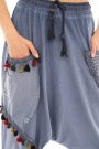 Payet Detaylı Mavi Renk Etnik Kadın Şalvar Pantolon
