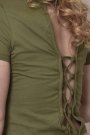 Kadın Sırtı Bağcıklı Yeşil Crop Bluz