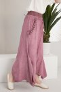 Viskon Kumaş Etnik Tasarım Cepli Gül Rengi Kadın Şalvar Pantolon