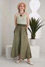 Viskon Kumaş Etnik Tasarım Cepli Yeşil Kadın Şalvar Pantolon