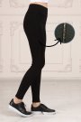 Kadın Çelik Kumaş Şeritli Ekstra Yüksek Bel Siyah Tayt