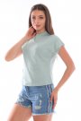 Yarasa Kol Basic Yeşil Salaş Kadın Tişört